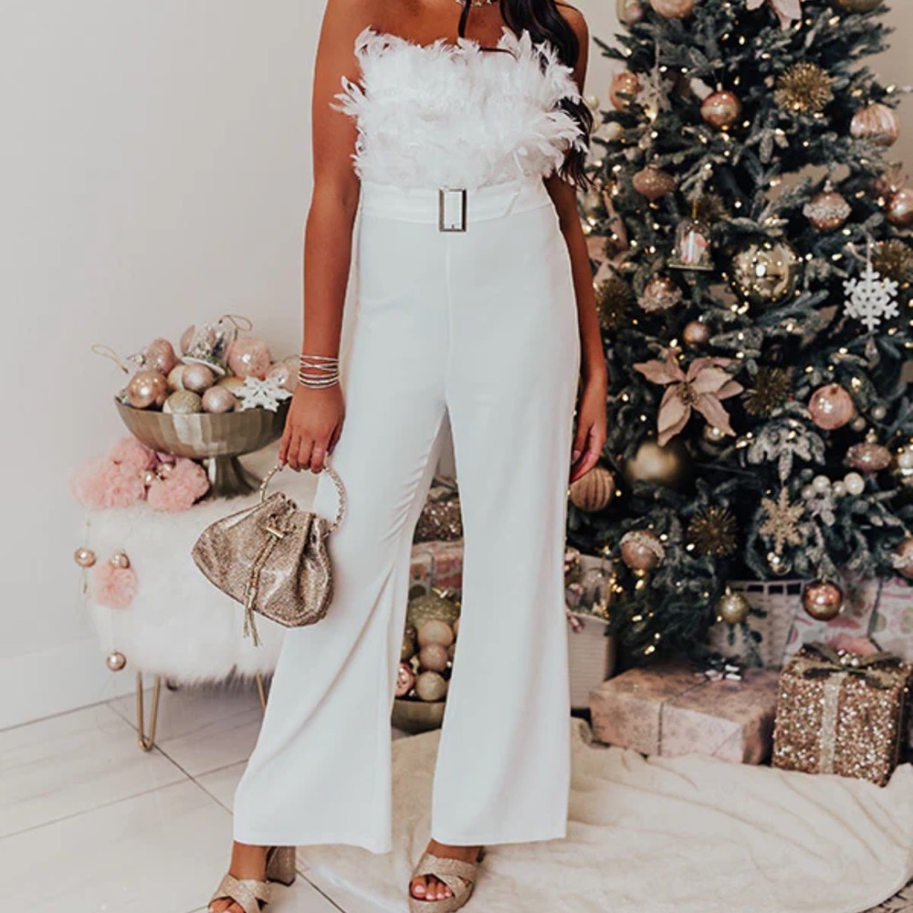Expect The Best Feather Jumpsuit